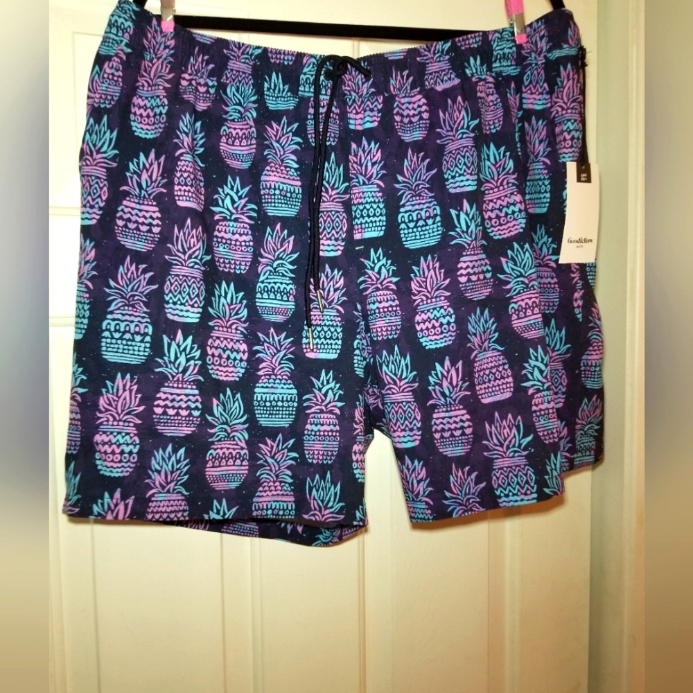NWT MENS SWIM TRUNKS WITH LINER ZIP BACK POCKET XL